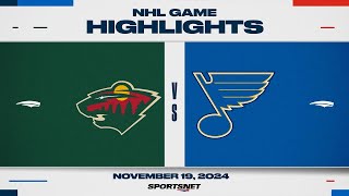 NHL Highlights  Wild vs Blues  November 19 2024 [upl. by Ellevehc830]