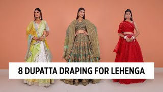 NEW 8 Dupatta Draping Styles for Lehenga Types 2024 [upl. by Nibram582]