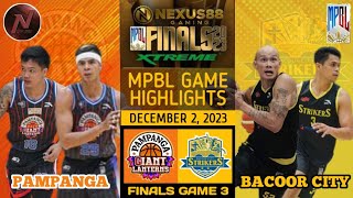 MPBL HIGHLIGHTS PAMPANGA VS BACOOR CITY FINALS GAME 3 DECEMBER 2 2023 [upl. by Sirovart]