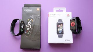 ОБЗОР XIAOMI MI BAND 7 vs HUAWEI BAND 7 [upl. by Jyoti446]