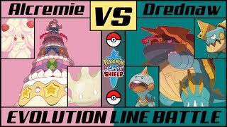 GMAX ALCREMIE vs GMAX DREDNAW  Evolution Line Battle [upl. by Harifaz]