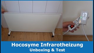 Hocosyme Infrarotheizung mit Thermostat 1000 Watt  Unboxing amp Test [upl. by Lalitta]