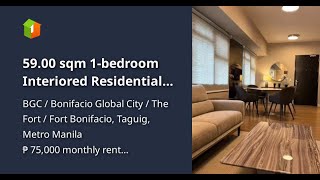 5900 sqm 1bedroom Interiored Residential Condo For Rent in BGC Taguig [upl. by Fidelas891]