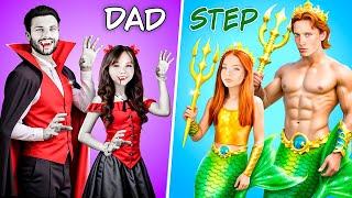 Nerd Wished to Become a Dark Mermaid Vampire Dad vs Merman Stepdad [upl. by Fanning439]