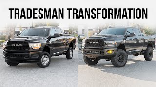 Tradesman Cummins Ram 2500 Budget Build Transformation with Carli Suspension and 37s [upl. by Ydner]