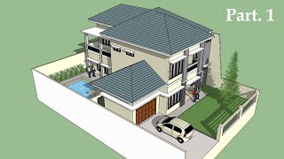 Sketchup tutorial house building Part 1 [upl. by Waylan341]