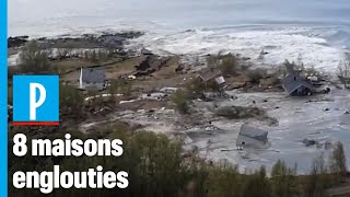 Norvège  un puissant glissement de terrain emporte 8 maisons dans la mer [upl. by Arorua]