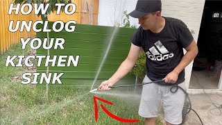 UNCLOGGING my kitchen sink with a PRESSURE WASHER amp Sewer Jetter Kit w BEFORE amp AFTER result [upl. by Zul]