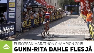 GUNNRITA DAHLE FLESJÅ WINS EUROPEAN MARATHON TITLE 2018 [upl. by Ahsekram]