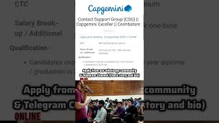 Capgemini is hiring now  CSG  325 LPA  JOBS fresherjobs [upl. by Ashling]