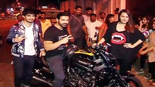 John Abraham ARRIVES On His Yamaha VMAX At Force 2 Success Party [upl. by Sowell]