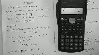 VENTURIMETER  EXPERIMENT 8  SAMPLE CALCULATION MODEL [upl. by Penman]