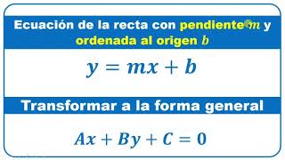 Ecuación de la recta con pendiente m y ordenada al origen b [upl. by Ylicic]