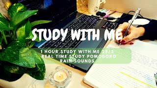 1Hour Study With Me255ㅣRelaxing ThunderRain soundsㅣPomodoro 255ㅣReal Time Study Pomodoro Study [upl. by Pontone]