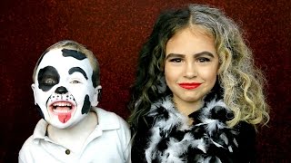 Cruella De Vil and Dalmatian Puppy Makeup Costume Tutorial [upl. by Kezer]