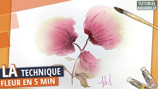 Tuto Aquarelle LA technique la plus simple pour réussir une FLEUR en mouillé sur mouillé [upl. by Shaffert150]