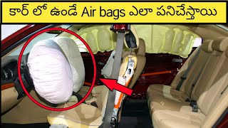 How the Car Airbags work  Airbags full working process explained  in Telugu [upl. by Sev]