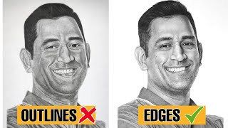 OUTLINES vs EDGES  Fix this to make your drawings more Realistic [upl. by Krahmer983]