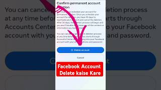 Facebook Account Delete Kaise kare  Facebook Account Delete  Fb Account Delete Kaise kare shorts [upl. by Arraic]