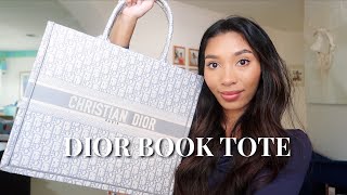 WHATS IN MY WORK BAG  LARGE DIOR BOOK TOTE REVIEW [upl. by Jolene]