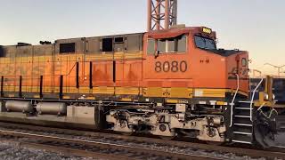 Bnsf train with super faded dash 9 sunset at commerce 101624 [upl. by Alyag]