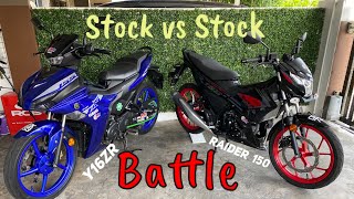 Raider R150  vs Y16ZR  test stock top speed [upl. by Barram]