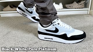 Nike Air Max 1 Black White Pure Platinum Reviewamp On foot [upl. by Gairc]