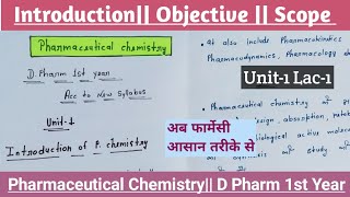 Unit1  Introduction of Pharmaceutical chemistry  Objectives  Scope  D Pharm 1st Year in Hindi [upl. by Eagle]