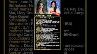 Lana Del Rey Lana Del Rey Bio youtubeshorts shortsfeed music [upl. by Apilef659]