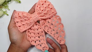 Lo veo y lo quiero 🎀 Hermoso lazo a crochet 🎀 Modelo 7 paso a paso coquette crochet lazo [upl. by Pilar]