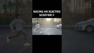 RACING AN ELECTRIC SCOOTER⚡️ racing sports shorts [upl. by Yenttihw]