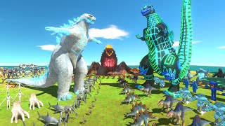 Frostbite Godzilla VS Volcanic Biollante VS Blue Shin Godzilla  Animal Revolt Battle Simulator [upl. by Odysseus562]