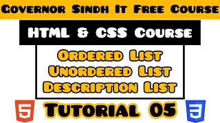 Ordered List amp Unordered List in HTML Description List HTML  Span Tag  HTML Tutorial for Beginners [upl. by Llehcor]