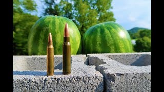 223 vs 308  Cinder Block Watermelon Test [upl. by Lili]