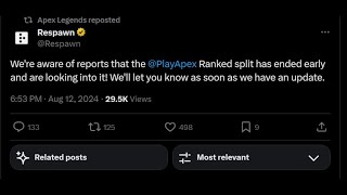 Apex Legends Ranked Reset Bug Season 22 amp Respawn Response [upl. by Janis633]