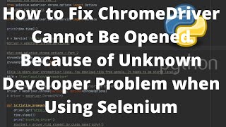 How to Fix ChromeDriver Cannot Be Opened Because of Unknown Developer Problem when Using Selenium [upl. by Nevyar]