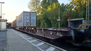 Containerzugtrein Oberhausen richtung ZevenaarBetuweroute bei Bhf ReesEmpel Station 3102024 [upl. by Yojal]