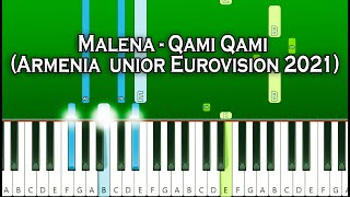 Maléna  Qami Qami  Armenia unior Eurovision 2021 Piano Tutorial [upl. by Mclaurin215]