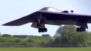 B2 Stealth Bomber Landing amp Takeoff Hotpit Refueling [upl. by Analle581]