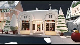 Building a Bookstore in my Christmas town in roblox bloxburg [upl. by Nolrev]