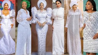 Latest White Lace Asoebi Styles Stunning White Lace Styles for All Occasions  Asoebi Styles 2023 [upl. by Ahsii]