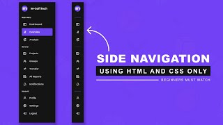 Sidebar Menu using HTML amp CSS  Responsive Sidebar Menu [upl. by Anived]