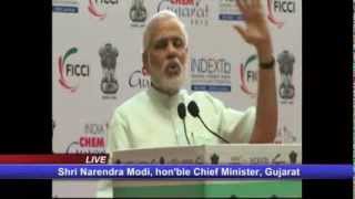 Shri Narendra Modi Inaugurates India Chem Gujarat 2013 at Mahatma Mandir  Speech [upl. by Eanrahs220]