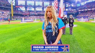 INGRID ANDRESS  NATIONAL ANTHEM  LIVE FULL PERFORMANCE  MLB HOME RUN DERBY 2024  JULY 15 2024 [upl. by Christy]