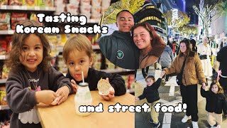 Happy Islanders in Seoul Korea Kids try different Snacks amp Streetfood [upl. by Bock]