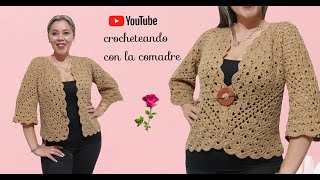 Cárdigan o saco hexagonal a crochet parte 2 💯 TODAS LAS TALLAS [upl. by Mariann429]