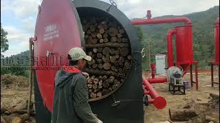 Wood Carbonization Pyrolysis Process Natural Wood Charcoal Making Machine Wood Charcoal Carbonizer [upl. by Enailil853]