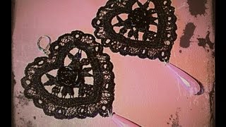 DIY How to create stiffen and colour lace jewelry with white glue and pigments [upl. by Saticilef]