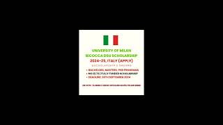 University of Milan Bicocca DSU Scholarship 202425 Italy Applyscholarship italy education [upl. by Jump]