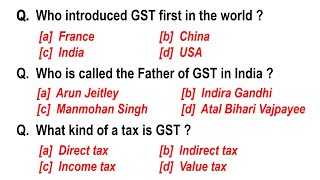 30 IMPORTANT GST MCQ  Goods and Services Tax MCQ [upl. by Creigh]